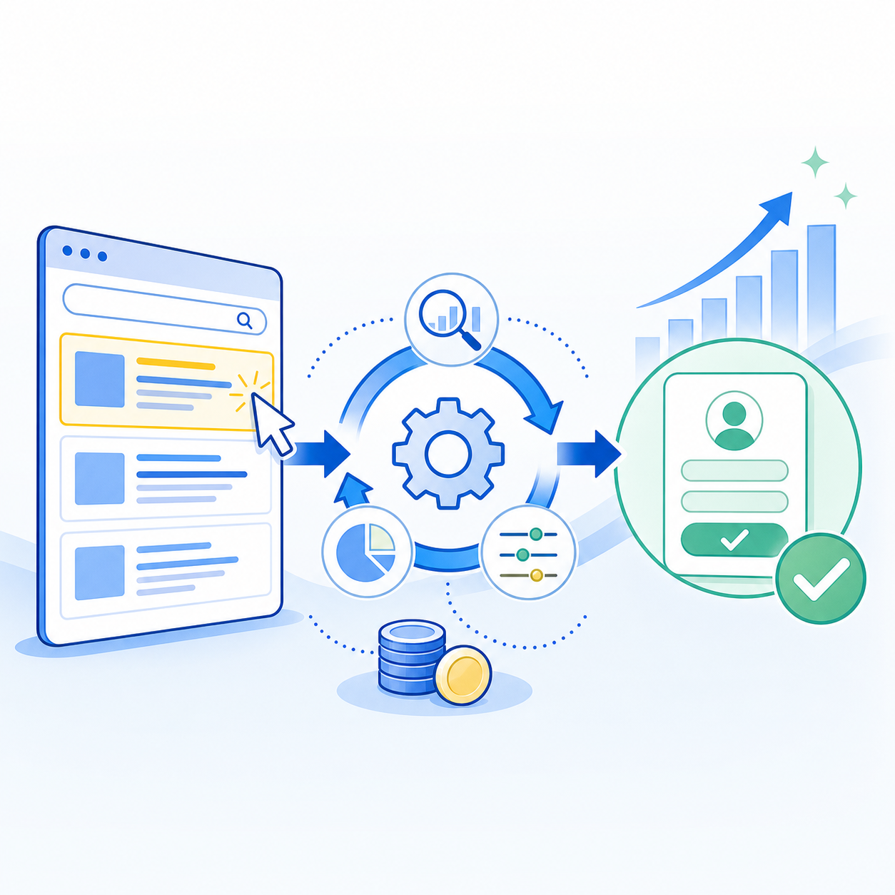 リスティング広告の運用と改善を表すイメージ