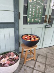 カフェの花手水1